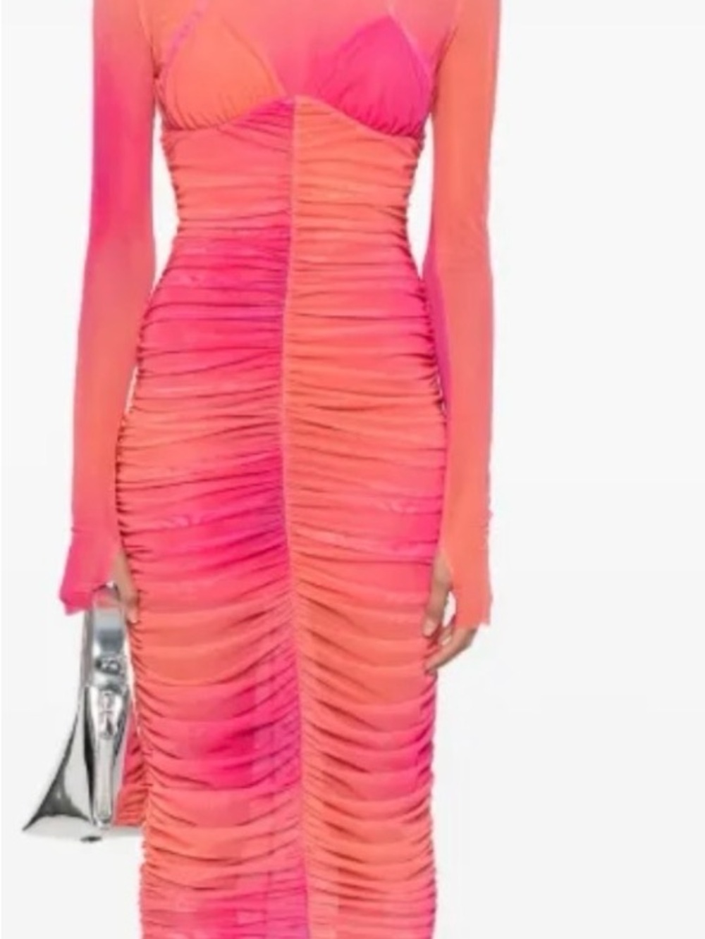 💖 VERSACE JEANS COUTURE Ruched Mesh Midi Dress 💖 Size 2